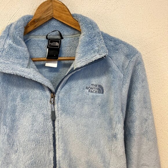 The North Face Osito Light Blue Fuzzy Full Zip Jacket sz Small - Picture 2 of 5